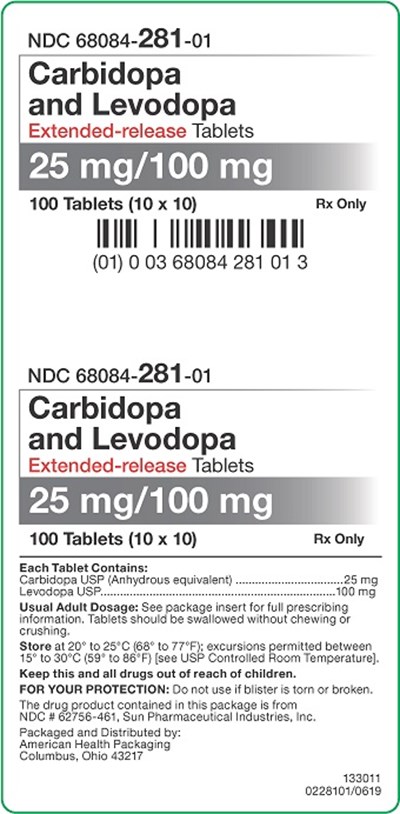25mg-100mg Carbidopa-Levodopa ER Tablets Carton.jpg 25mg 100mg Carbidopa Levodopa ER Tablets Carton